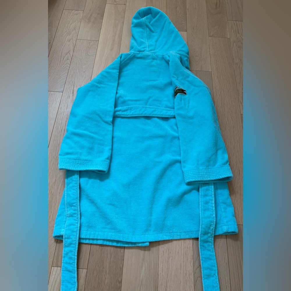 Lacoste Turquoise Hooded Terry Robe - Picture 2 of 6